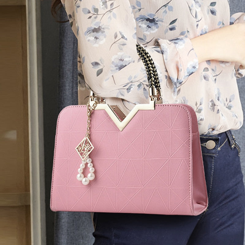 Women's Embroidered Leather Tote Bag | Top Handle Crossbody Shoulder Handbag