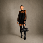 Lauren-  Mesh Patchwork Dress - Black 2