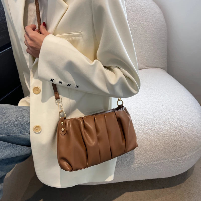 Small Soft PU Leather Underarm Handbags  Spring Fshion Luxury Brand Designer Woman Shopper Handbags Shoulder Crossbody Bag