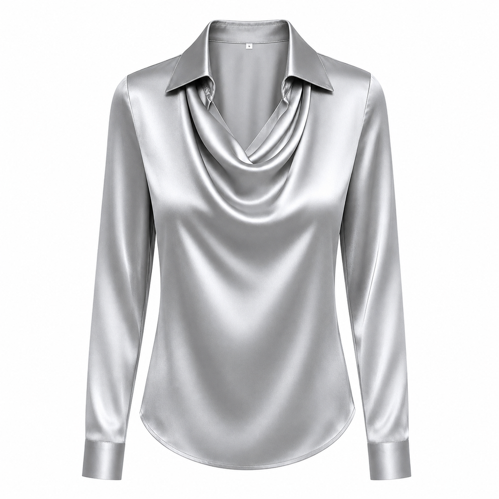 Sally - Satin Draped Blouse