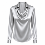 Sally - Satin Draped Blouse 6