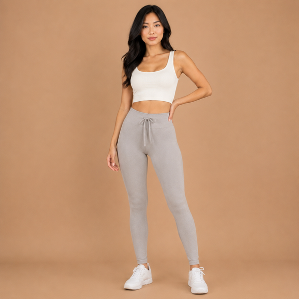 Tiff - Tie-Front Ribbed Leggings