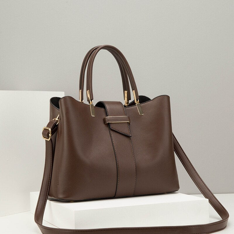 Fashion Women's PU Leather Messenger Bag Solid Color Simple Ladies Shoulder Bags Casual Retro Large Capacity Elegant Handbags