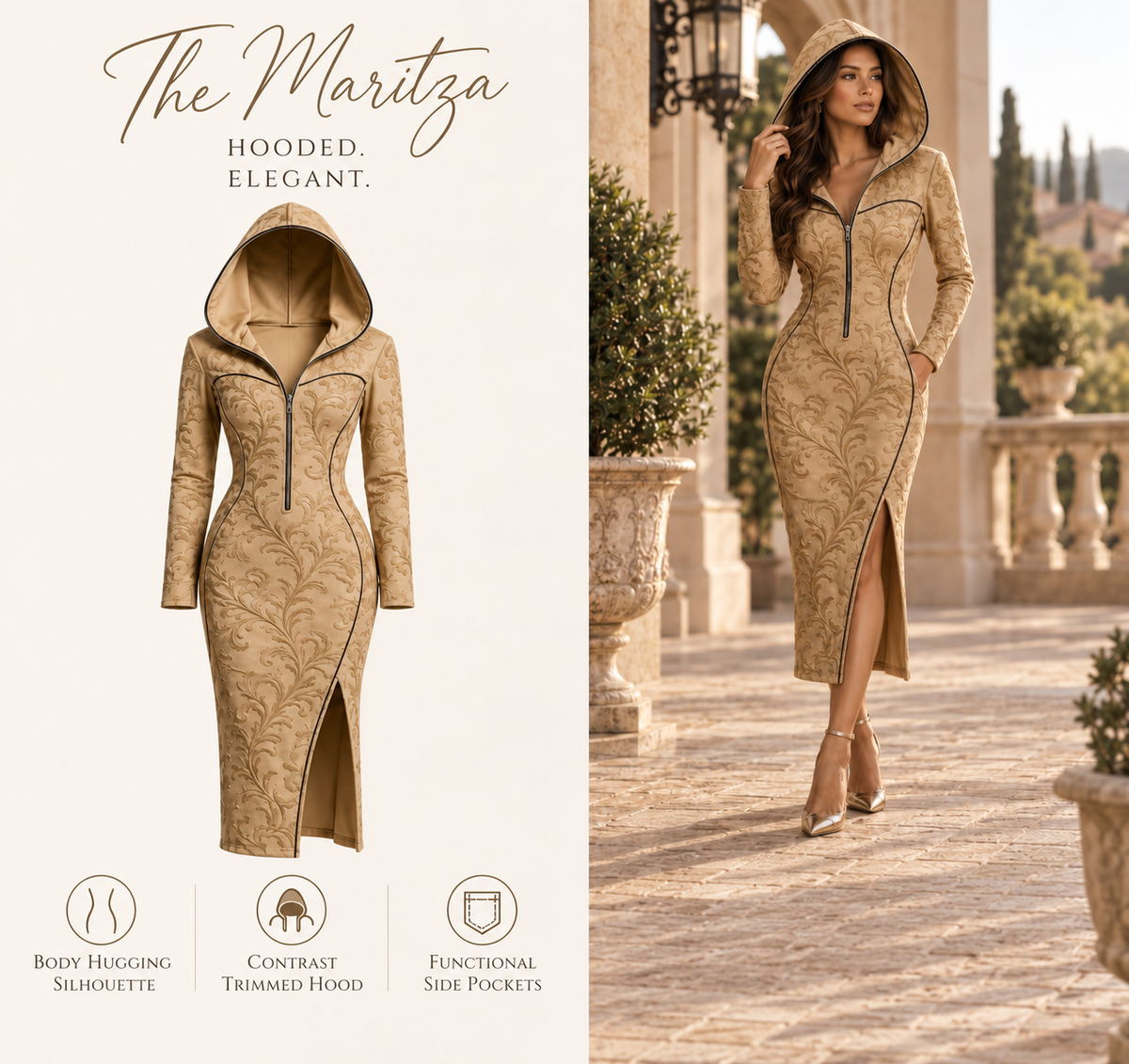 Maritza - Hooded Side Split Dress