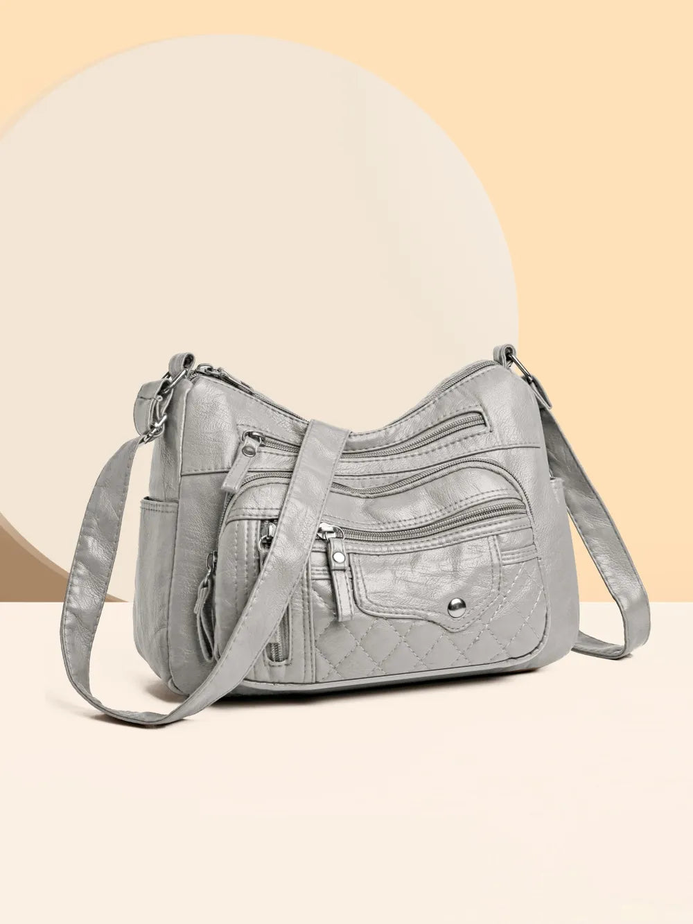 Women's PU Leather Multi-Pocket Shoulder Bag | Adjustable Strap Handbag