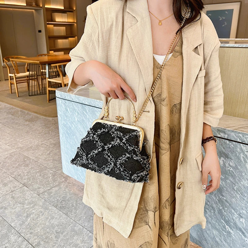 Small Denim Crossbody Bags with Short Handle for Women  Designer Chinese Style Retro Travel Handbags and Purses