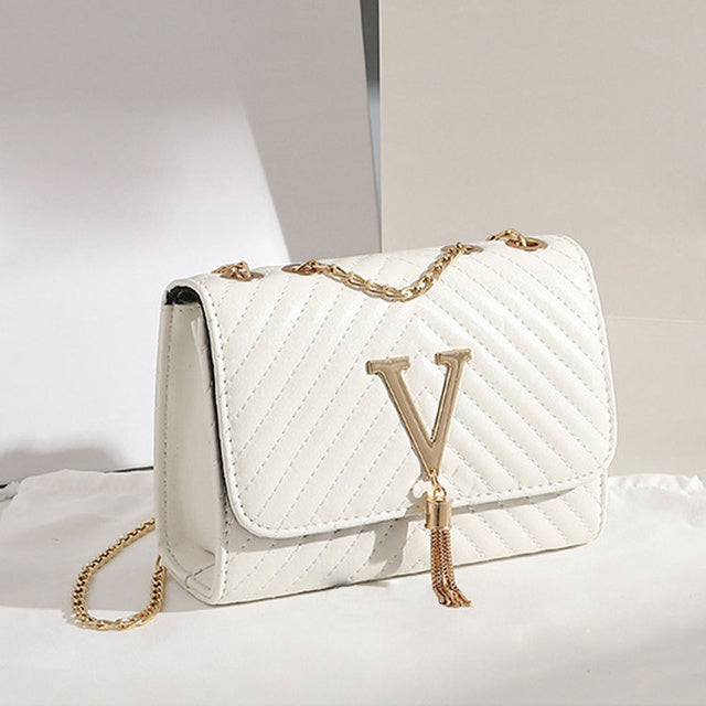 Women's Small Square Crossbody Bag – PU Leather Purse with Letter Detail
