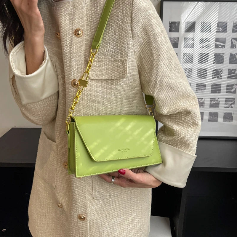 Green Flap Crossbody Bags for Women Spring Designer Fashion Trend Small Leather Shoulder Bag Handbags and Purses