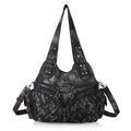 Women's Washed Leather Hobo Tote Bag – Anti-Scratch PU Shoulder Satchel with Multiple Pockets