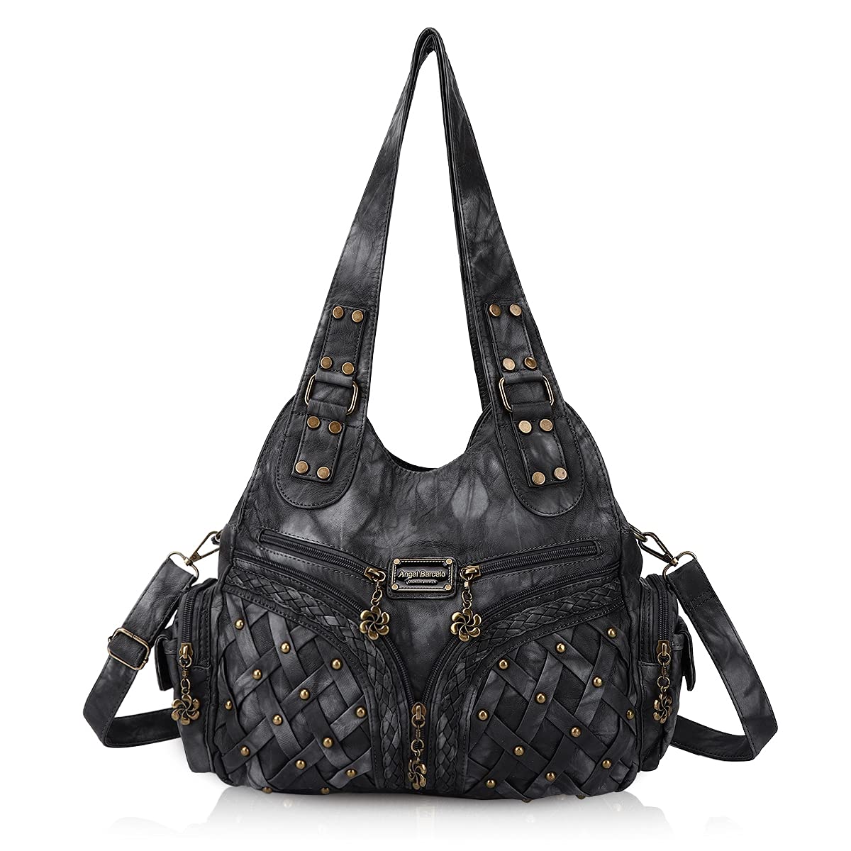 Women's Washed Leather Hobo Tote Bag – Anti-Scratch PU Shoulder Satchel with Multiple Pockets