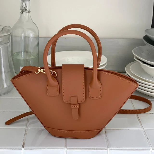 Vintage Shell Tote Bag for Women | Luxury PU Leather Designer Handbag