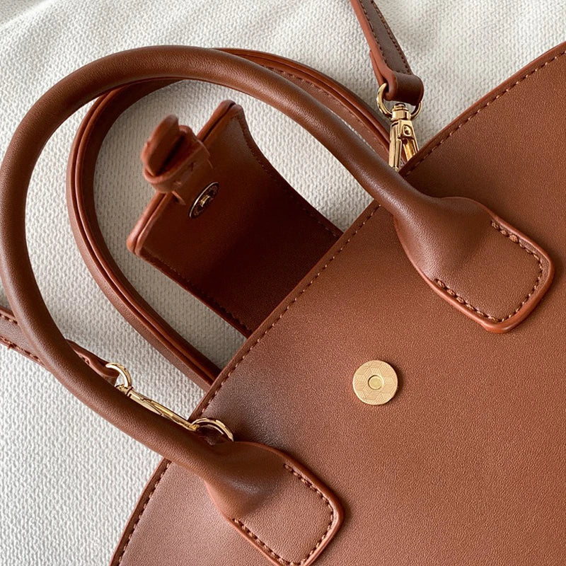 Vintage Shell Tote Bag for Women | Luxury PU Leather Designer Handbag