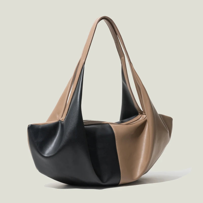 Checkerboard Market Women Underarn Shoulder Bag Vintage Dumpling Design Leather Tote Handbags Casual Phone Purses