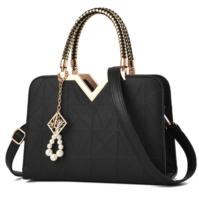 Women's Embroidered Leather Tote Bag | Top Handle Crossbody Shoulder Handbag