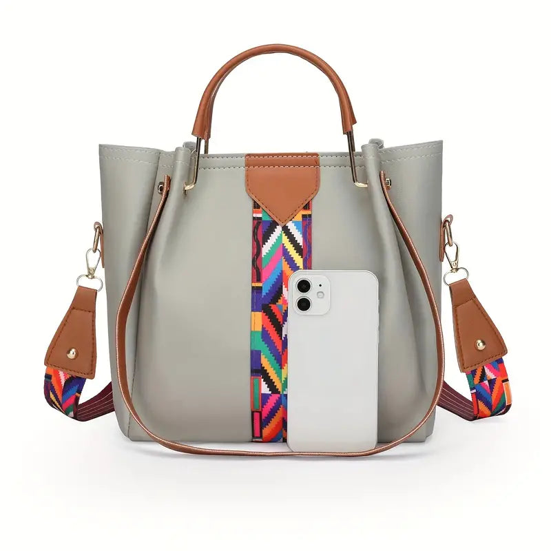 Women's 4-Piece PU Leather Bag Set – Handbag, Crossbody, Clutch & Card Holder