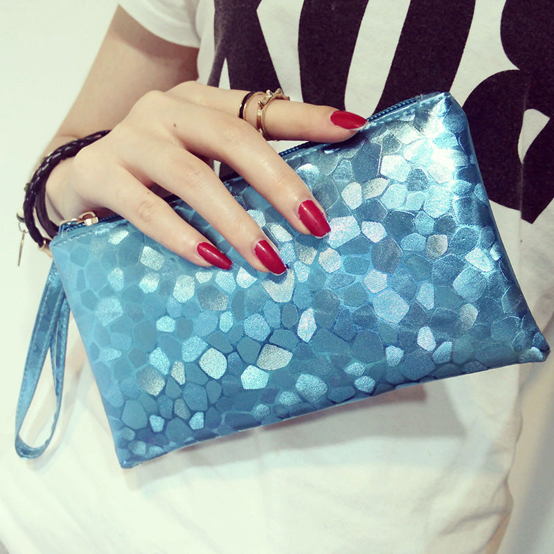 Women's Sequin Clutch Wallet – PU Leather Handheld Purse with Zipper