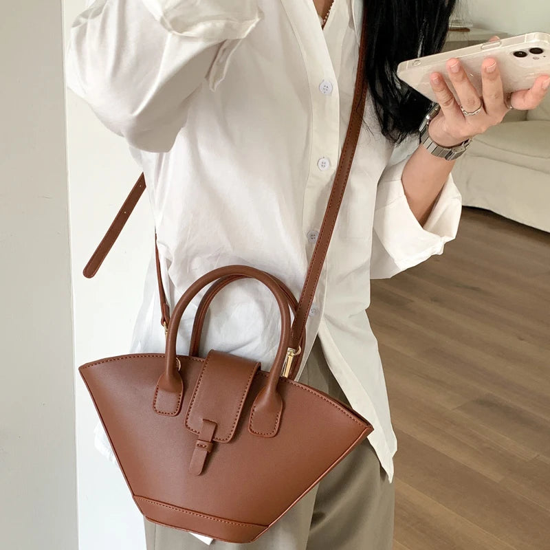 Vintage Shell Tote Bag for Women | Luxury PU Leather Designer Handbag
