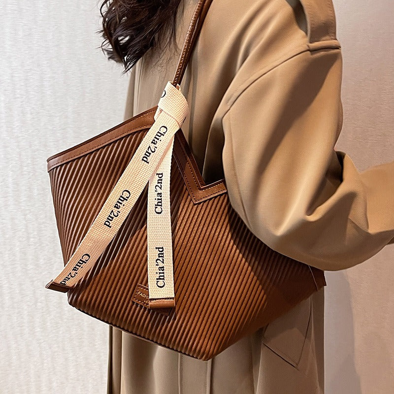 Large Capacity PU Leather Tote Bag for Women | Casual Luxury Shoulder Handbag