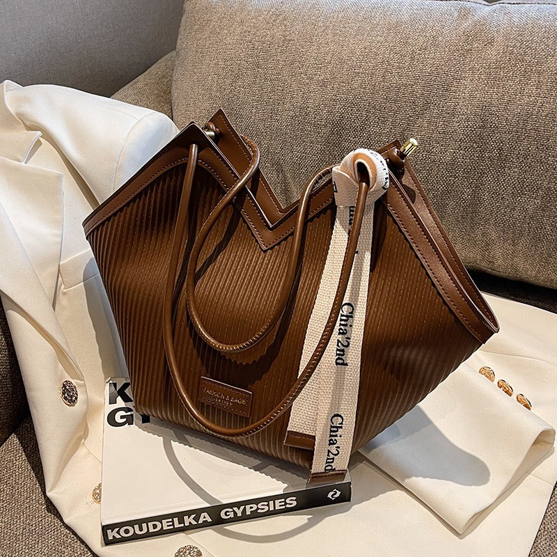 Large Capacity PU Leather Tote Bag for Women | Casual Luxury Shoulder Handbag