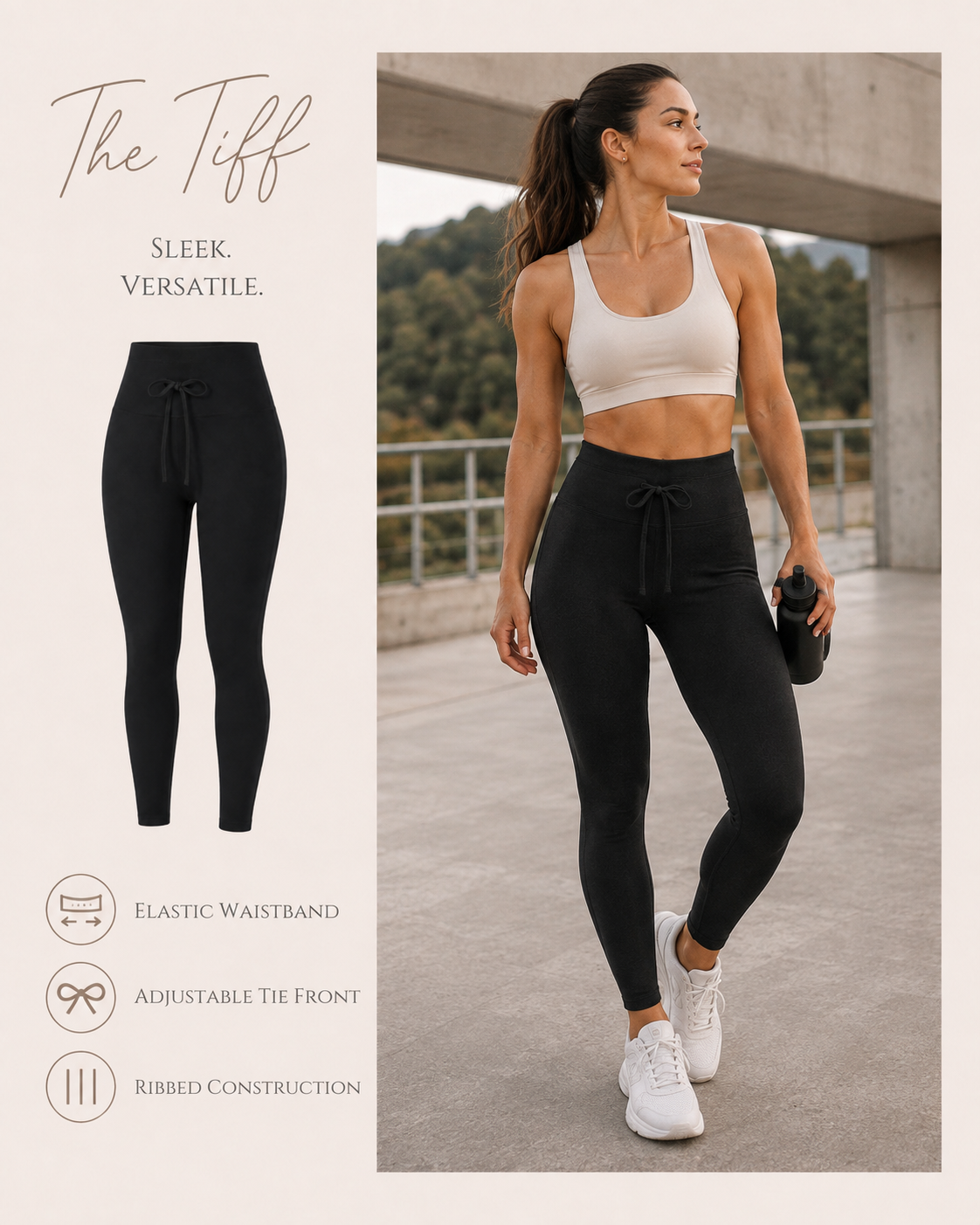 Tiff - Tie-Front Ribbed Leggings