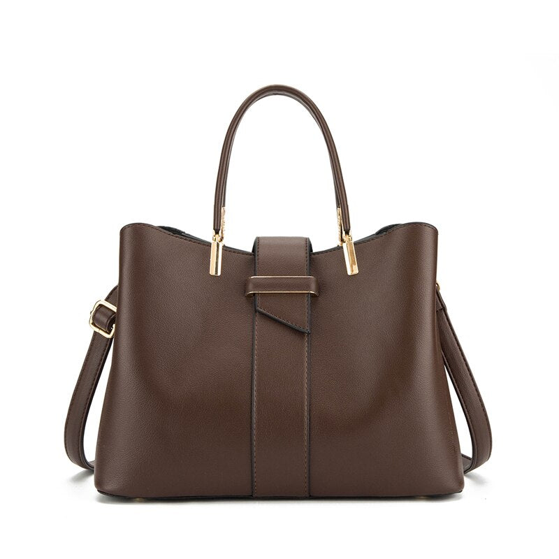 Fashion Women's PU Leather Messenger Bag Solid Color Simple Ladies Shoulder Bags Casual Retro Large Capacity Elegant Handbags