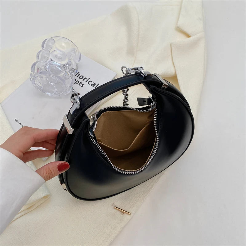 Small Silver Leather Crossbody Bags for Women  Trend Underarm Handbags and Purses Chain Armpit Shoulder Side Bags