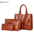 3 Pcs/Set Oil Wax Leather Women Bag Leather Handbags Casual Female Bags Trunk Tote Spanish Brand Shoulder Bag