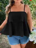 Plus Size Ruffle Hem Cami See size chart under “more details”