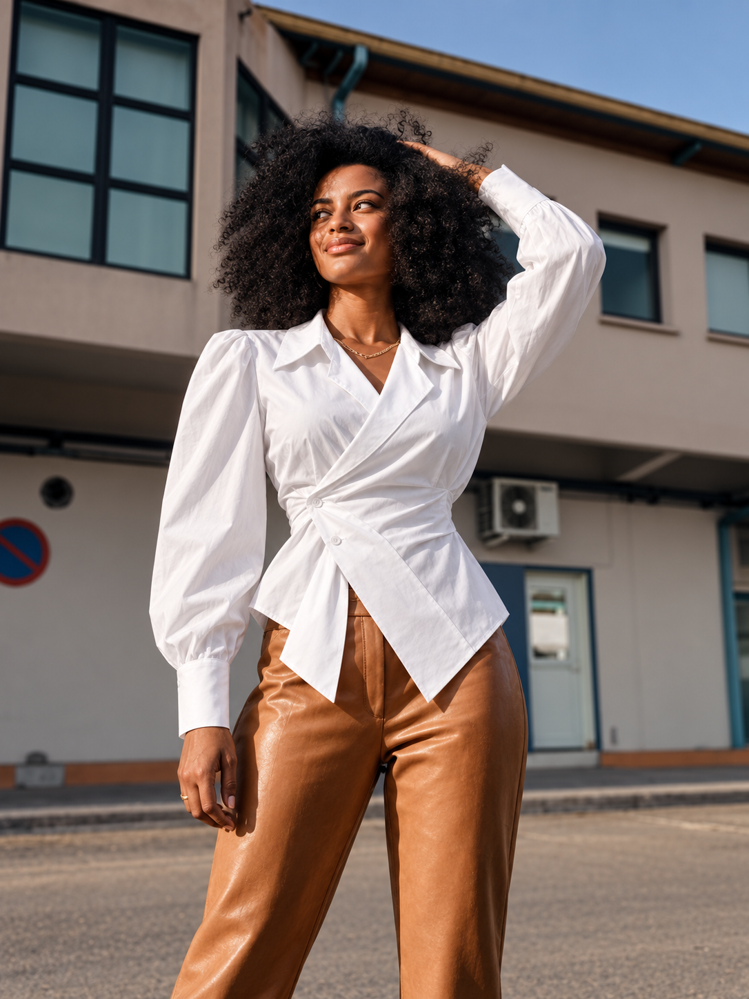 Sue - Lapel Collar Waist Blouse