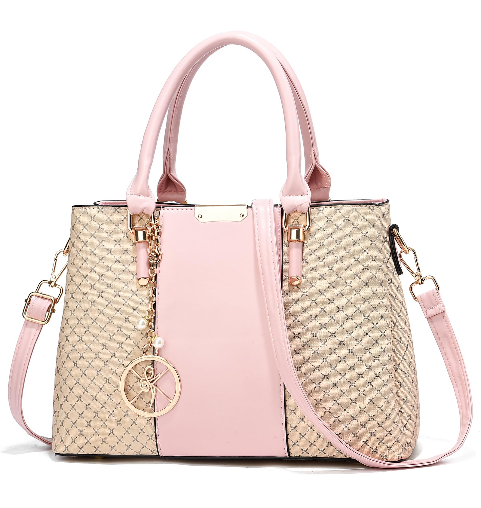 Women's 3-Compartment Faux Leather Tote Satchel – Top Handle Shoulder & Crossbody Bag