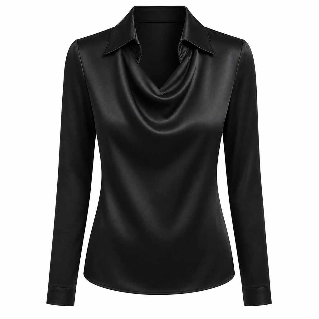 Sally - Satin Draped Blouse