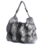 Women Winter Real Fox Fur Handbag Luxury Genuine Fur Party Bag Tote Designer High Quality Real Silver Fox Fur Handbags Female 7