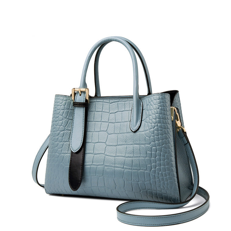 Women's Retro Cowhide Leather Tote Handbag – Large Capacity Square Shoulder Bag