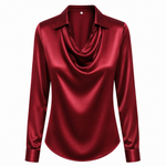 Sally - Satin Draped Blouse 10