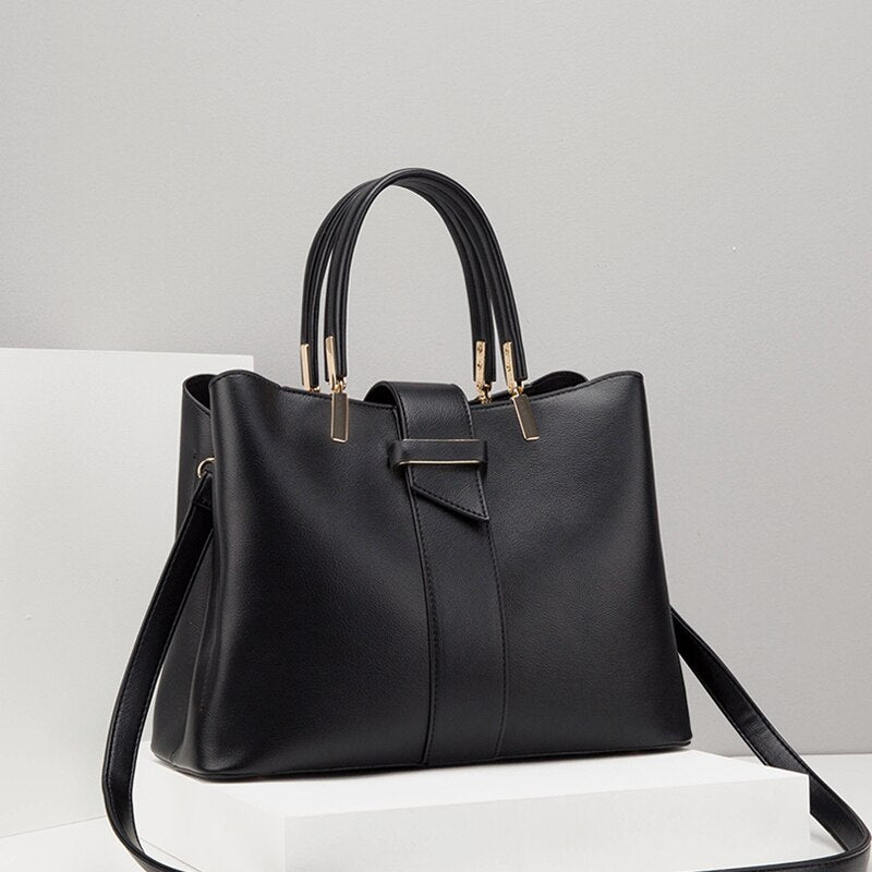 Fashion Women's PU Leather Messenger Bag Solid Color Simple Ladies Shoulder Bags Casual Retro Large Capacity Elegant Handbags