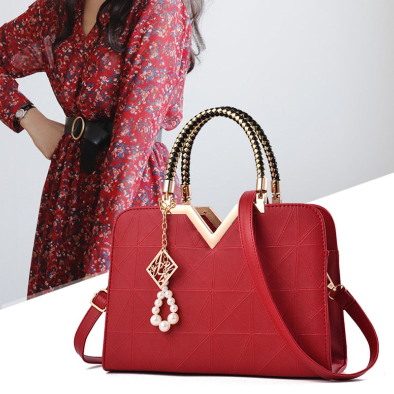 Women's Embroidered Leather Tote Bag | Top Handle Crossbody Shoulder Handbag