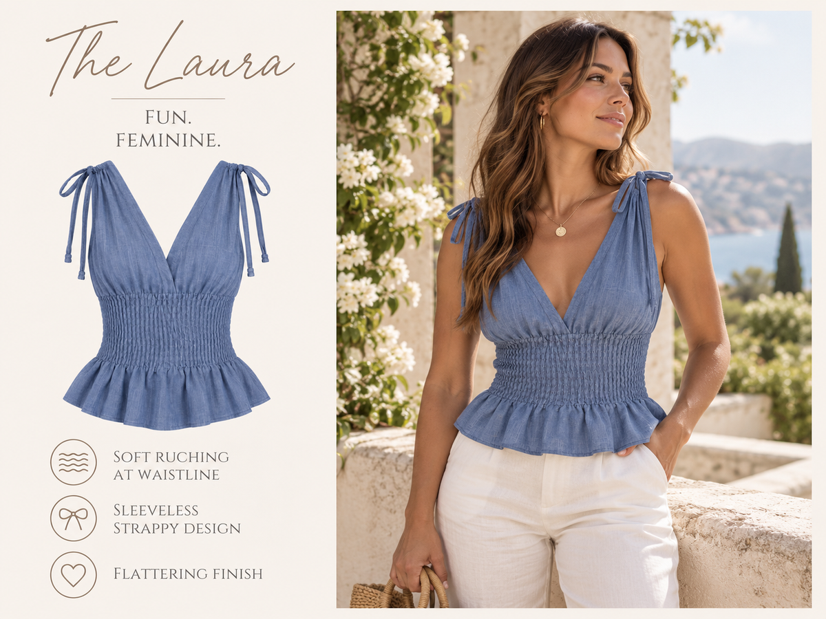 Laura - Ruched Strap Blouse