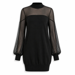 Lauren-  Mesh Patchwork Dress - Black 1