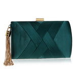 Luxury Lady Women Clutch Bags Tassel Golden Satin Evening Bags Wedding Bridal Handbags Shoulder Chain Purse 8
