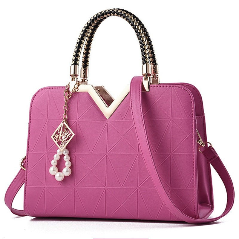 Women's Embroidered Leather Tote Bag | Top Handle Crossbody Shoulder Handbag