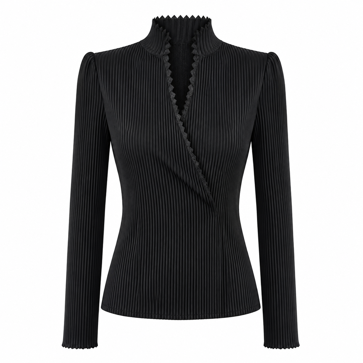 May - Pleated V-Neck Blouse