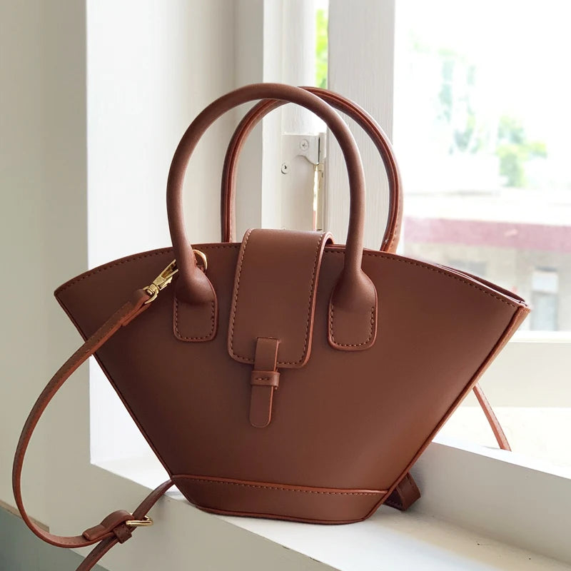 Vintage Shell Tote Bag for Women | Luxury PU Leather Designer Handbag