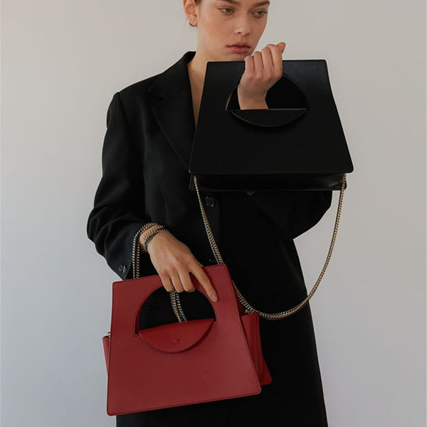 Geometric PU Leather Handbag for Women | Luxury Top Handle Shoulder Bag