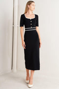 ELEGANT FRAME SWEATER KNIT MIDI DRESS.