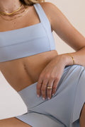 Women's Bandage Push-Up Sports Bra - Baby Blue | Square Neckline Compression.