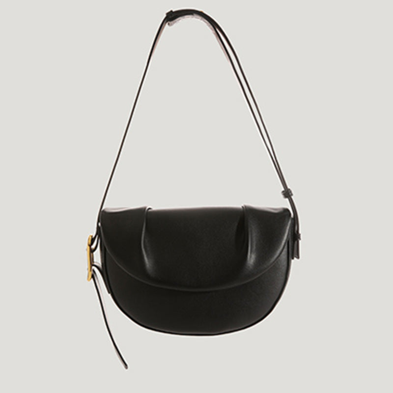 Women's Cowhide Pleated Saddle Bag | Underarm Shoulder Purse in 3 Colors