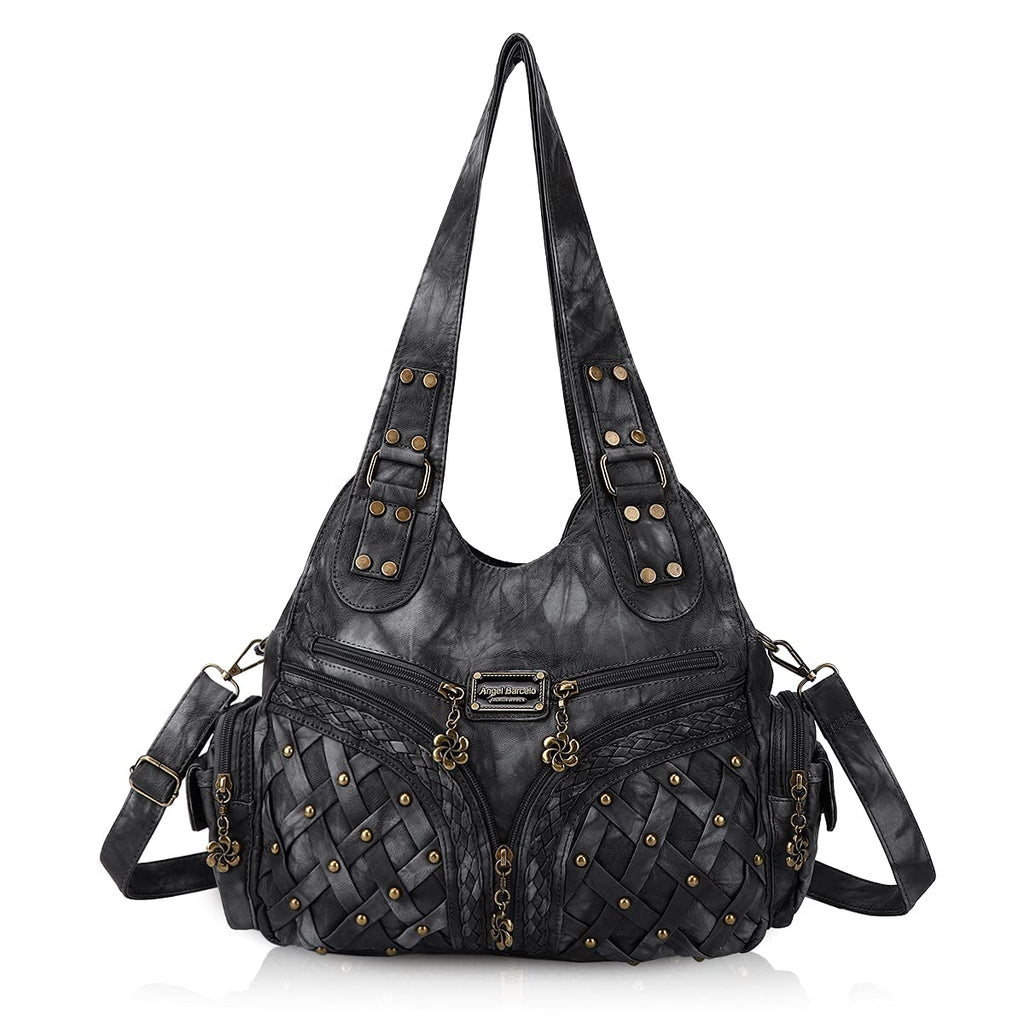Women's Washed Leather Hobo Tote Bag – Anti-Scratch PU Shoulder Satchel with Multiple Pockets