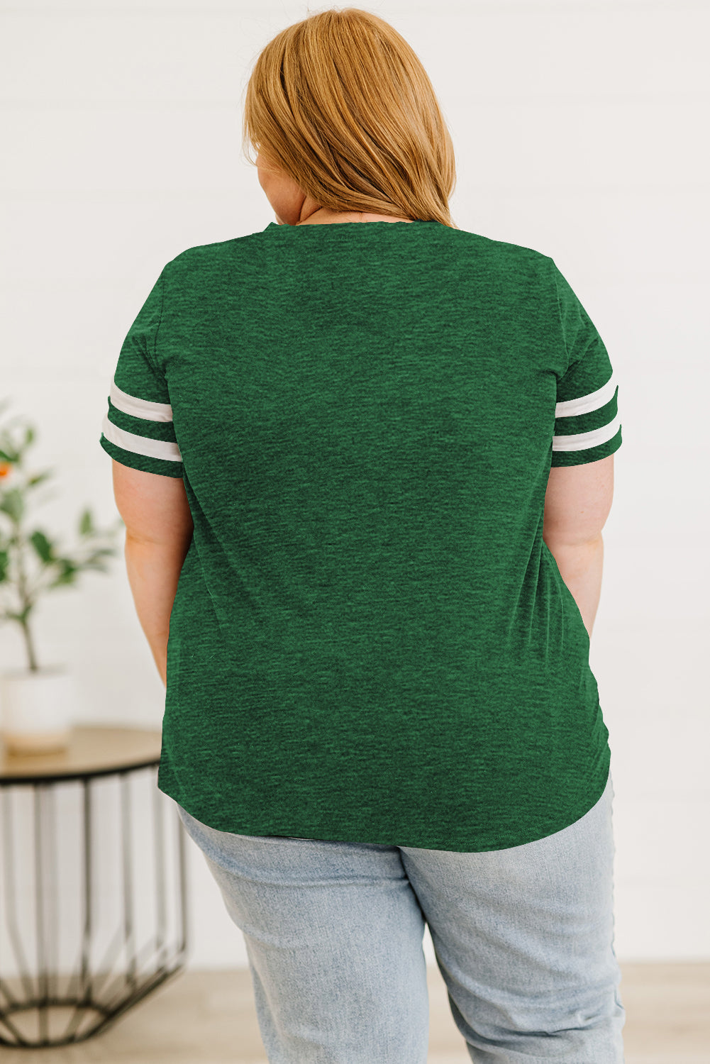 Plus Size Striped V-Neck Tee Shirt See size chart under “more details”