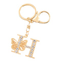Initial Letter Butterfly Keychain – Rose Gold Alphabet Key Ring for Bags & Purses