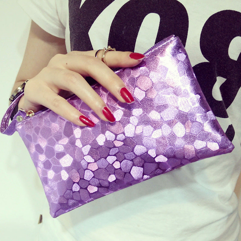 Women's Sequin Clutch Wallet – PU Leather Handheld Purse with Zipper